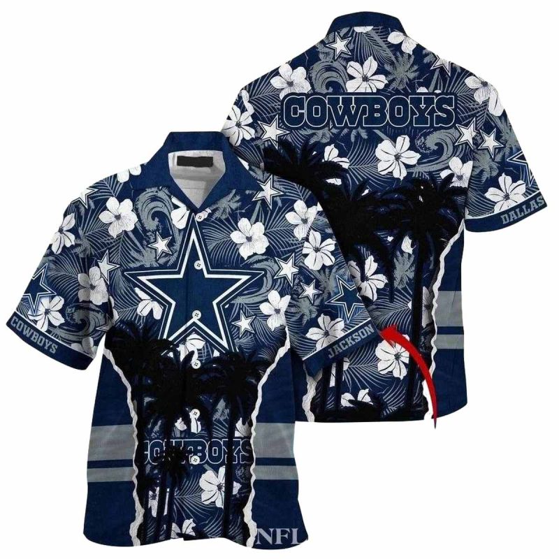 Personalized Dallas Cowboys Tropical Silhouette Hawaiian Shirt 1