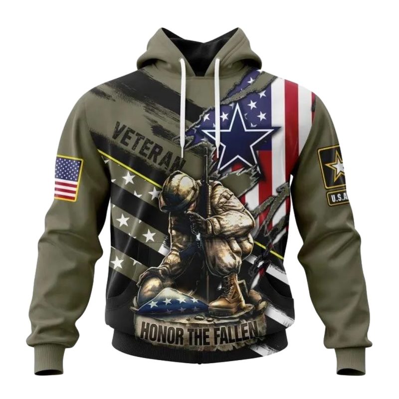 Personalized Dallas Cowboys Veterans Kneeling Soldier Aop Hoodie 1