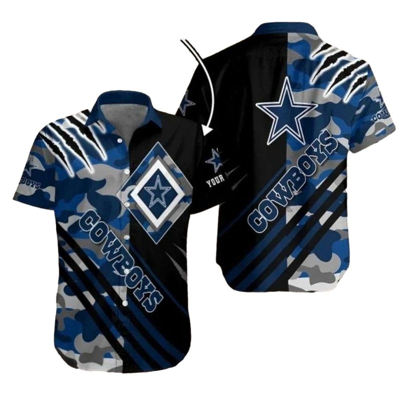 Personalized Dallas Cowboys Vintage Blue Camo Hawaiian Shirt 1