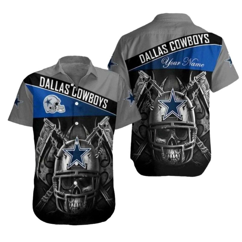 Personalized Dallas Cowboys Warrior Spirit Helmet And Skull Hawaiian Shirt 1