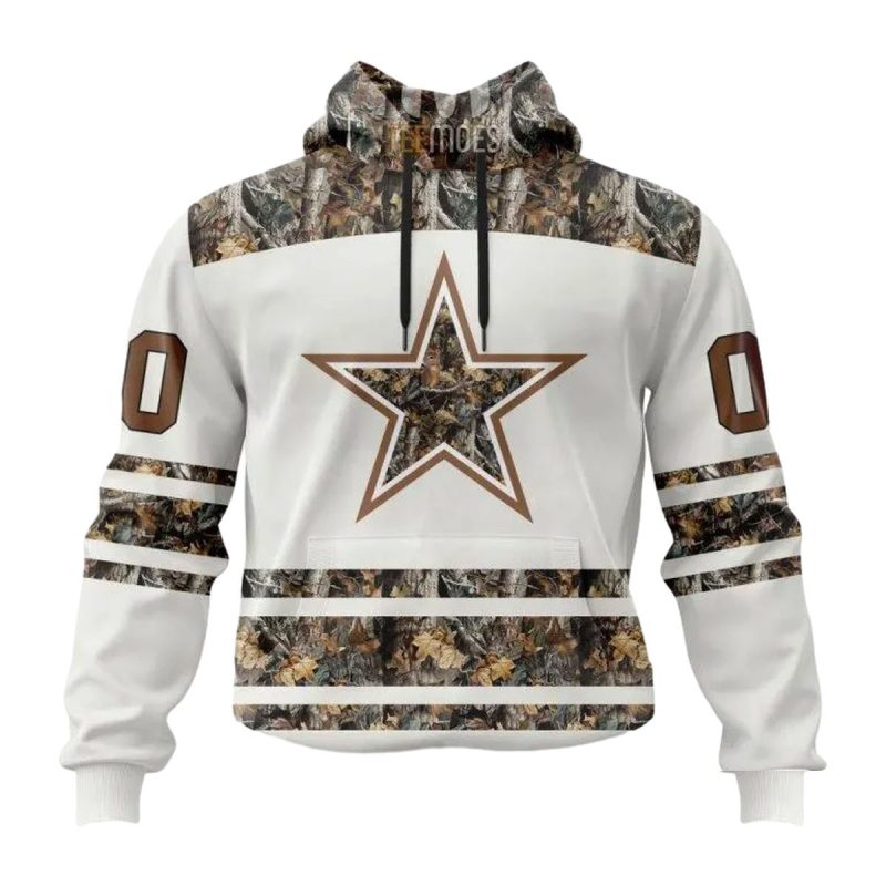 Personalized Dallas Cowboys White Camo Hunting Aop Hoodie 1