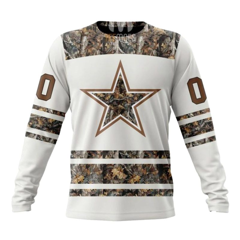 Personalized Dallas Cowboys White Camo Hunting Aop Sweatshirt 1