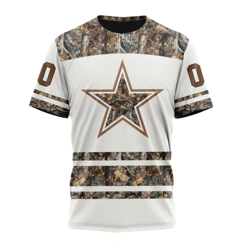 Personalized Dallas Cowboys White Camo Hunting Aop T Shirt 1