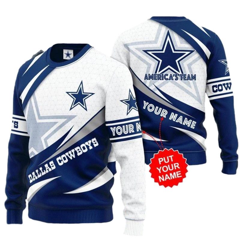 Personalized Dallas Cowboys White Net Dark Blue Aop Sweatshirt 1