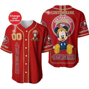 Personalized Disney Mickey San Francisco 49ers Baseball Jersey