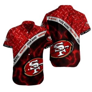 Personalized Fiery Red 49ers Fanfare Hawaiian Shirt