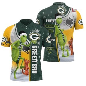 Personalized Funny Christmas The Grinch Green Bay Packers I Hate Morning People AOP T Shirt