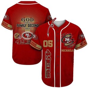 Personalized God First Family Second Then San Francisco 49ers Baseball Jersey