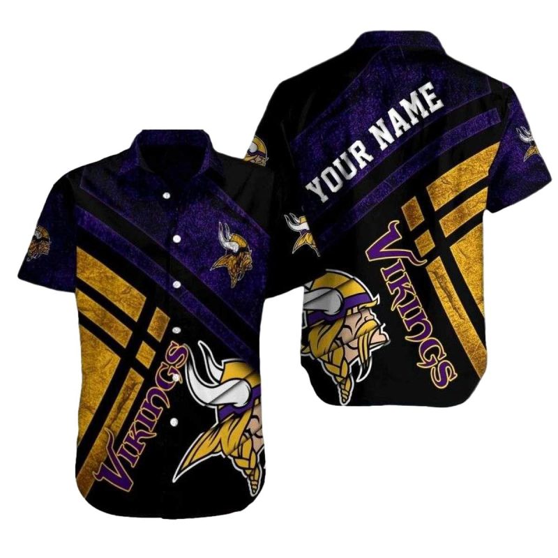 Personalized Golden Gridiron Glory Minnesota Vikings Tropical Hawaiian Shirt 1