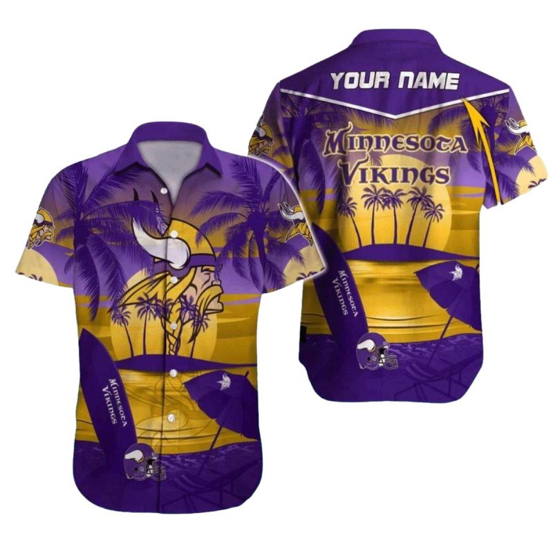 Personalized Golden Sunset Surf Minnesota Vikings Hawaiian Shirt 1