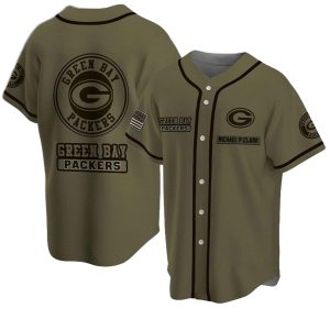 Personalized Green Bay Packers Big Logo Army Baseball Jersey