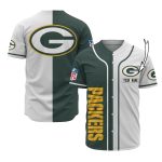 Personalized Green Bay Packers Big Logo Green And White Baseball Jersey