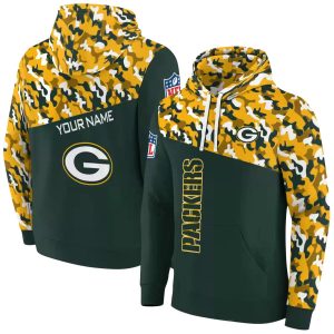 Personalized Green Bay Packers Camo Pattern Green AOP Hoodie