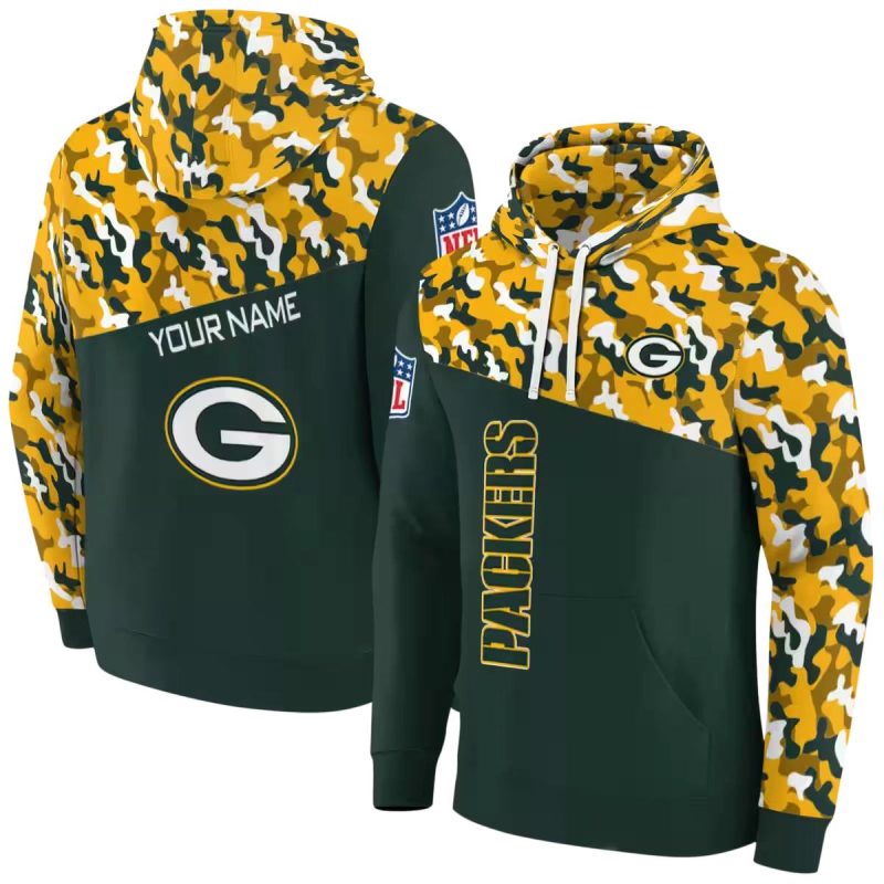 Personalized Green Bay Packers Camo Pattern Green Aop Hoodie 1