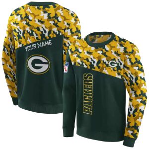 Personalized Green Bay Packers Camo Pattern Green AOP Sweatshirt