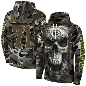 Personalized Green Bay Packers Camo Skull AOP Hoodie