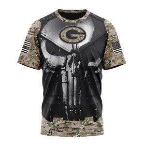 Personalized Green Bay Packers Camo Skull AOP T Shirt