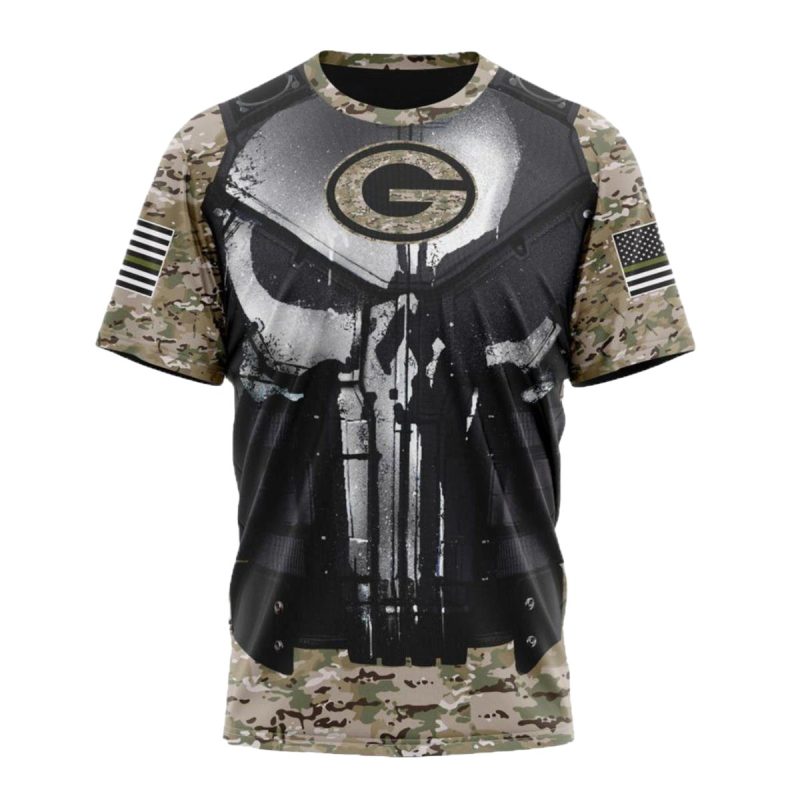 Personalized Green Bay Packers Camo Skull Aop T Shirt 1