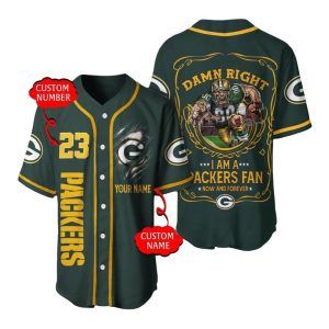 Personalized Green Bay Packers DAMN Right Baseball Jersey