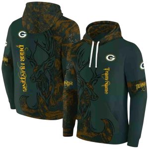 Personalized Green Bay Packers Deer Silhouette Green AOP Hoodie