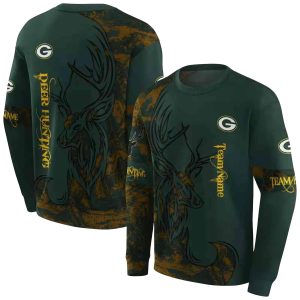 Personalized Green Bay Packers Deer Silhouette Green AOP Sweatshirt