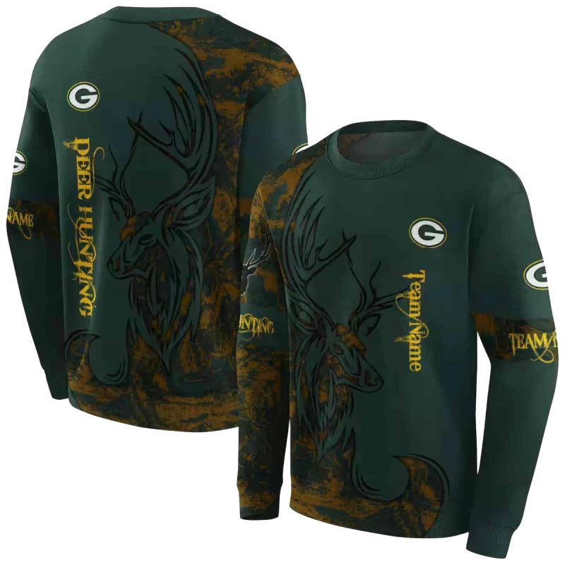 Personalized Green Bay Packers Deer Silhouette Green Aop Sweatshirt 1