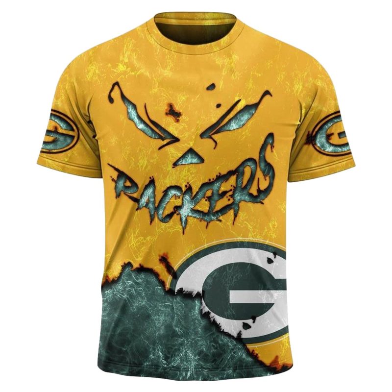 Personalized Green Bay Packers Devil Eyes Gift For Fans Aop T Shirt 1