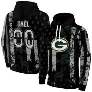 Personalized Green Bay Packers Distressed Flag Green Black AOP Hoodie