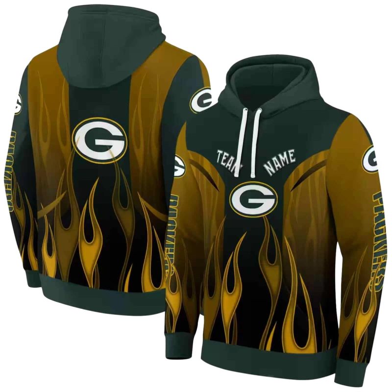 Personalized Green Bay Packers Flame Design Green Aop Hoodie 1
