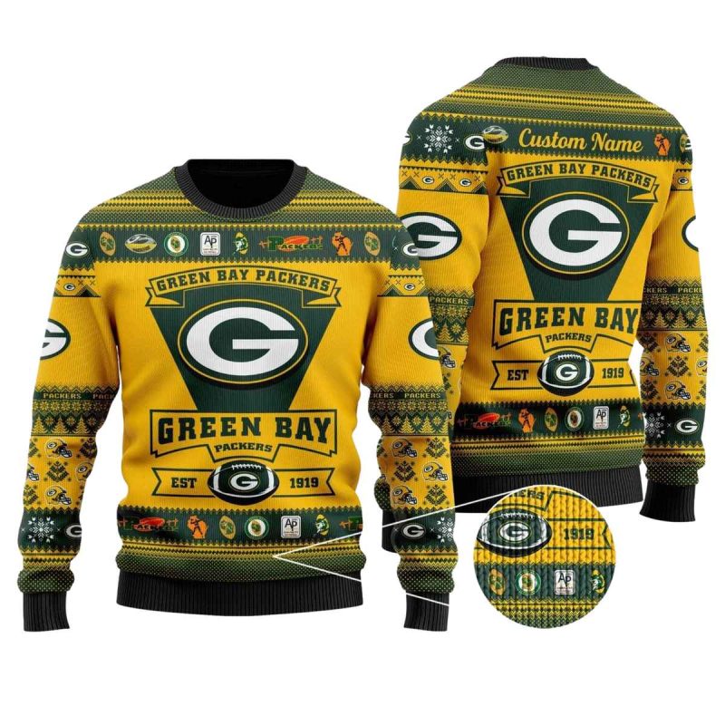 Personalized Green Bay Packers Football Team Logo Ugly Sweater 1