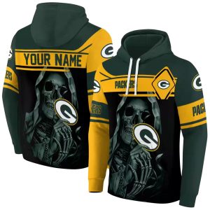 Personalized Green Bay Packers Grim Reaper Green Black AOP Hoodie
