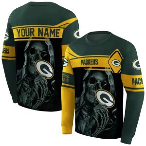 Personalized Green Bay Packers Grim Reaper Green Black AOP Sweatshirt
