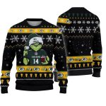 Personalized Green Bay Packers Grinch Santa Claus Ugly Sweater