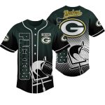 Personalized Green Bay Packers Halftone Green Pattern Baseball Jersey