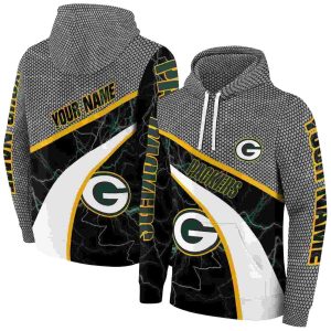Personalized Green Bay Packers Hexagonal Mesh Green Black Gray AOP Hoodie