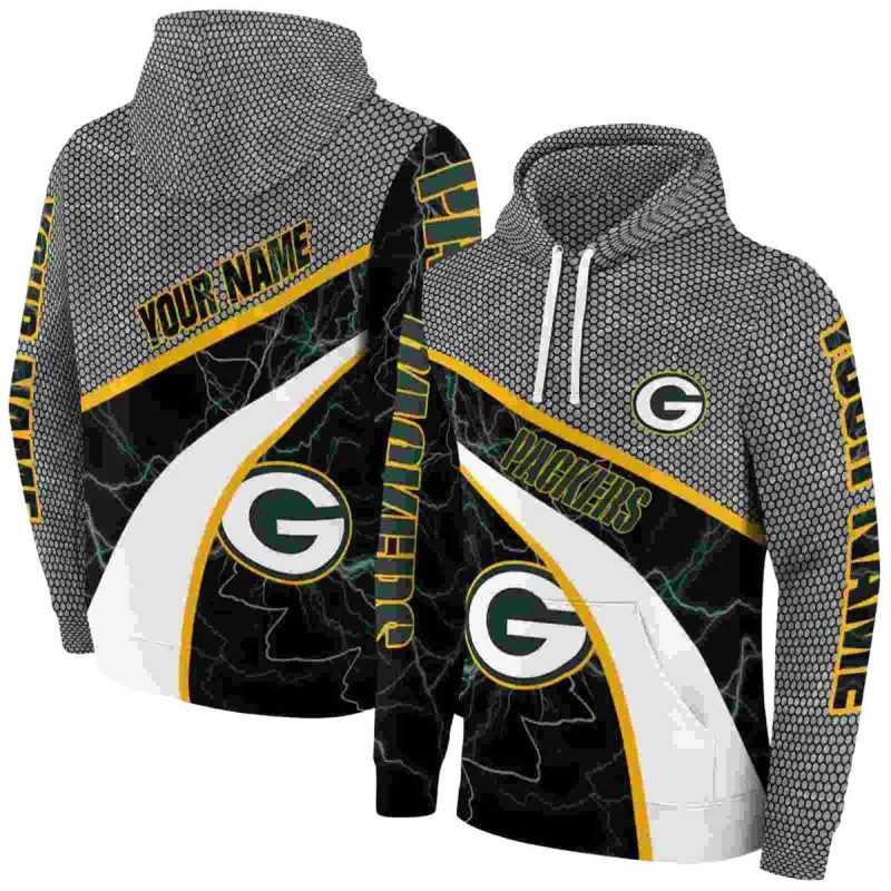 Personalized Green Bay Packers Hexagonal Mesh Green Black Gray Aop Hoodie 1