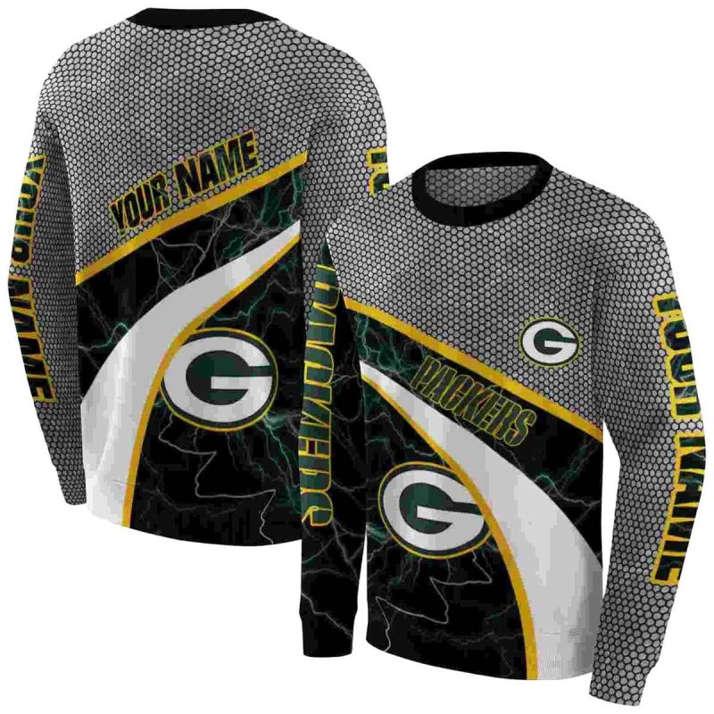 Personalized Green Bay Packers Hexagonal Mesh Green Black Gray Aop Sweatshirt 1