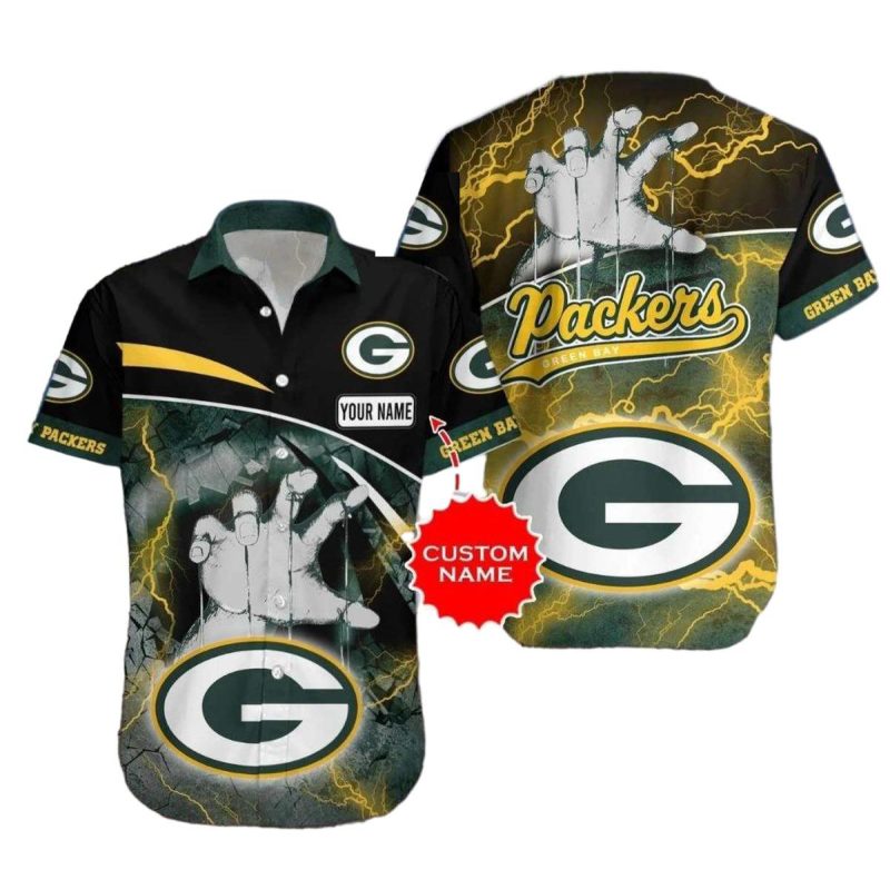 Personalized Green Bay Packers Lightning Power Halloween Hawaiian Shirt 1