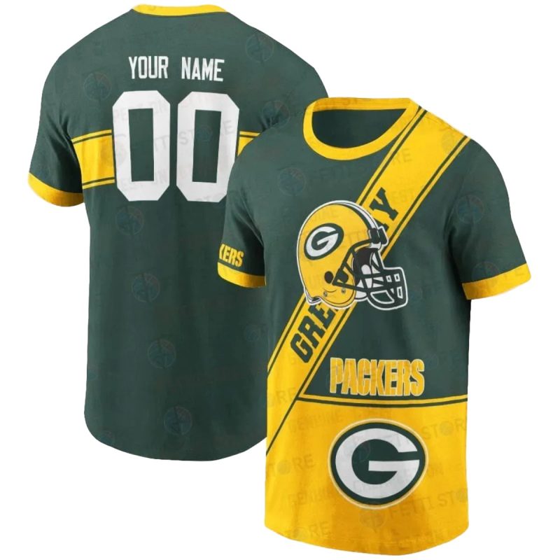 Personalized Green Bay Packers Logo And Helmet Green Yellow Aop T Shirt