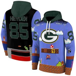 Personalized Green Bay Packers Mario Blue Black AOP Hoodie
