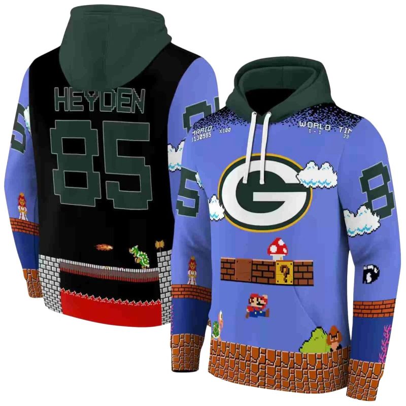 Personalized Green Bay Packers Mario Blue Black Aop Hoodie 1