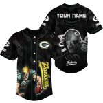 Personalized Green Bay Packers Mascot Black Baseball Jersey
