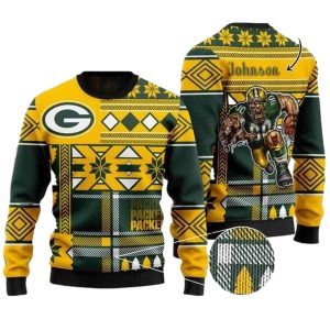 Personalized Green Bay Packers Mascot Chirstmas Ugly Sweater