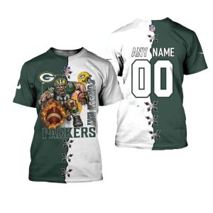 Personalized Green Bay Packers Mascot Green And White AOP T Shirt