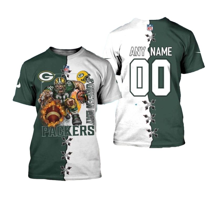Personalized Green Bay Packers Mascot Green And White Aop T Shirt 1