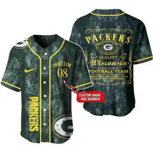 Personalized Green Bay Packers Quality Retro Baseball Jersey