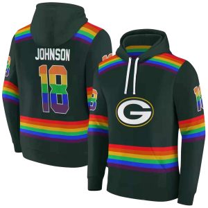 Personalized Green Bay Packers Rainbow Stripes Green AOP Hoodie