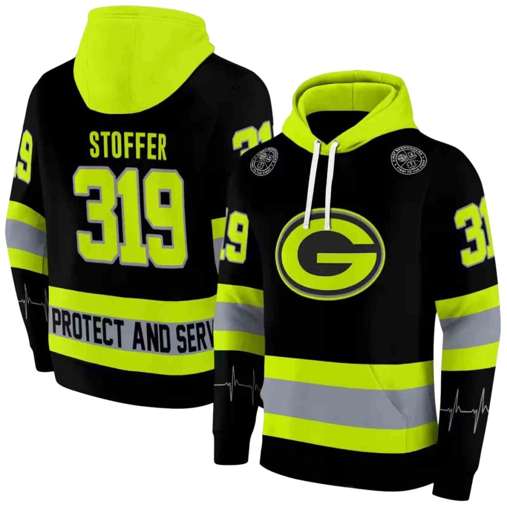Personalized Green Bay Packers Safety Motif Black Neon Green Aop Hoodie 1