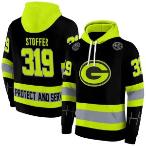 Personalized Green Bay Packers Safety Motif Black Neon Green AOP Hoodie