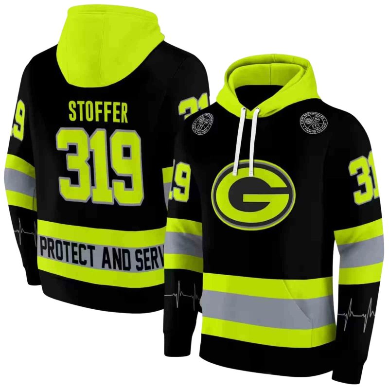 Personalized Green Bay Packers Safety Motif Black Neon Green Aop Hoodie 1